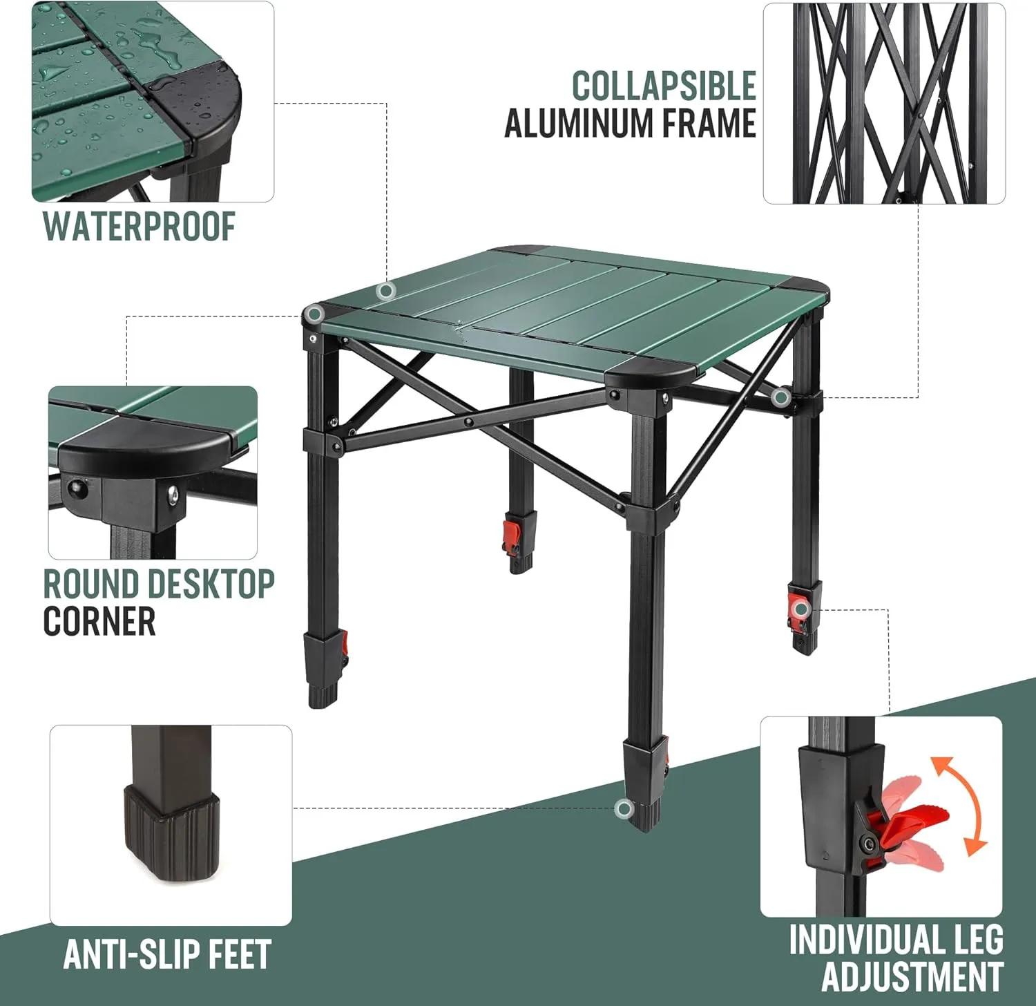 Aluminum Alloy Folding Table with Adjustable Legs Camping Picnic Table Portable Outdoor OEM ODM