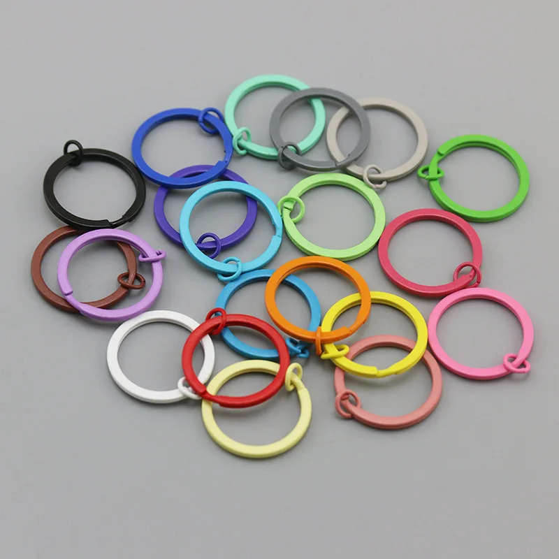 10Pcs 30mm candy color baking paint double layer ring car key gift pendant metal circle  various color screative handcraft DIY