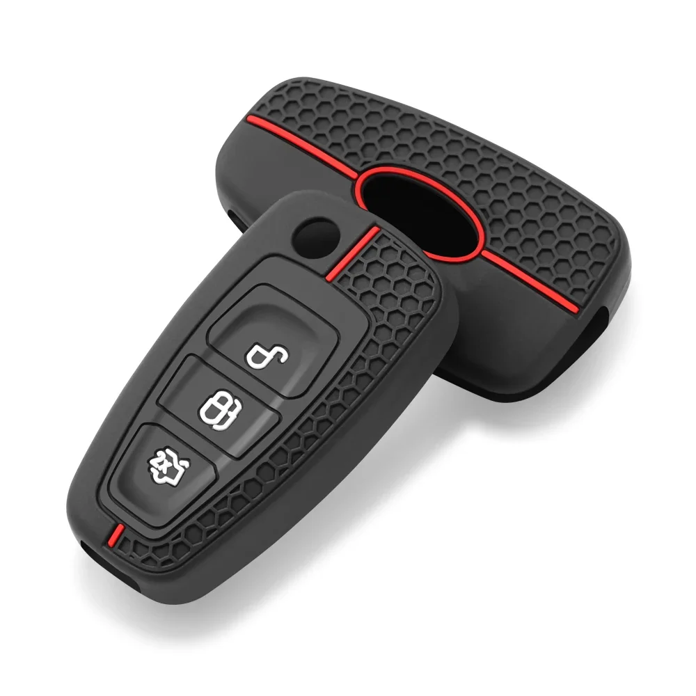 Silicone Car Remote Key Case Cover for Ford Focus 3 4 ST Fiesta Fusion Kuga Ecosport Mondeo MK3 MK4 Protect Accessories