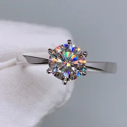 Huitan Six Claw Cubic Zirconia Wedding Ring for Women Silver Color Simple Elegant Engagement Proposal Rings Gift Fashion Jewelry