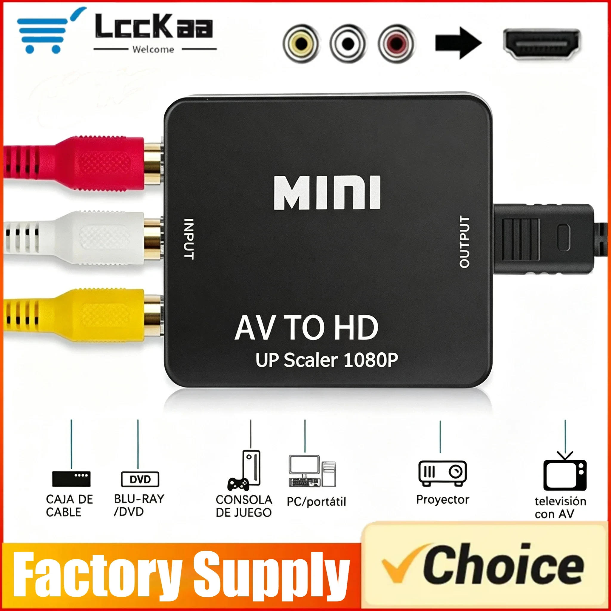 AV RCA zu HDMI Konverter 1080P AV/CVSB zu HDMI-kompatibler HDTV-Schalter Audio-Video-Adapter mit USB-Kabel – Detail 1