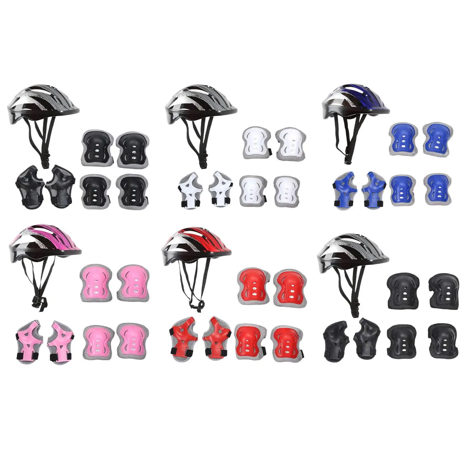 Kids Bike Helmet Knee Pads Set Practical Stylish Headgear Sports Helmet for Road Bike Roller Skating Cycling Outdoor Boys Girls