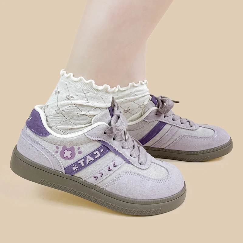 Amy and Michael Lovely Purple Flat Casual Sneakers for Girls Students Sports Shoes Tennis Female Women Skateboard Shoes Low Tops