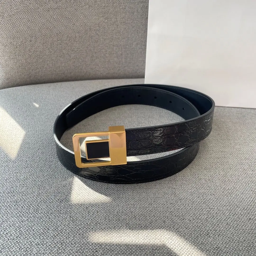 

Классический черный ремень с квадратной золотой пряжкой для мужчин, формальный поясной ремень для костюмов, деловых и повседневных брюк, для ежедневных поездок на работу