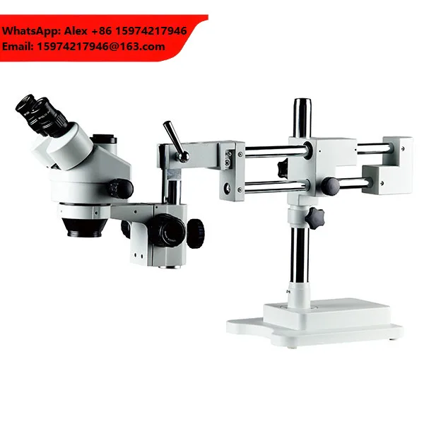 NP-SMZB7045-T2 7X-45X Electronic And Precision Industry Repairing Trinocular Stereo Zoom Microscope With Double Arm Boom Stand
