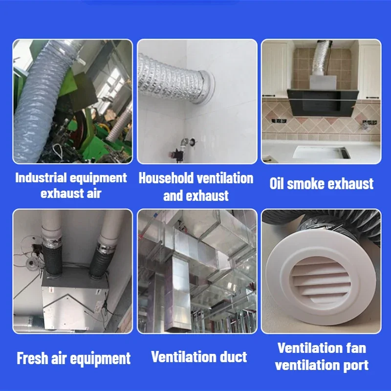 6/8M Aluminum Foil Vent Duct Hose For Fresh Air Equipment Industrial Air Household Ventilation Oil Smoke Exhaust PVC Tube