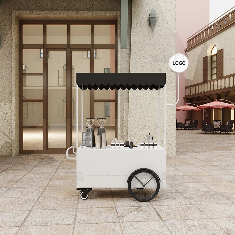 Stall trolley hand-pushed commercial promotional car display table stall trolley float multi-functional mobile coffee cart