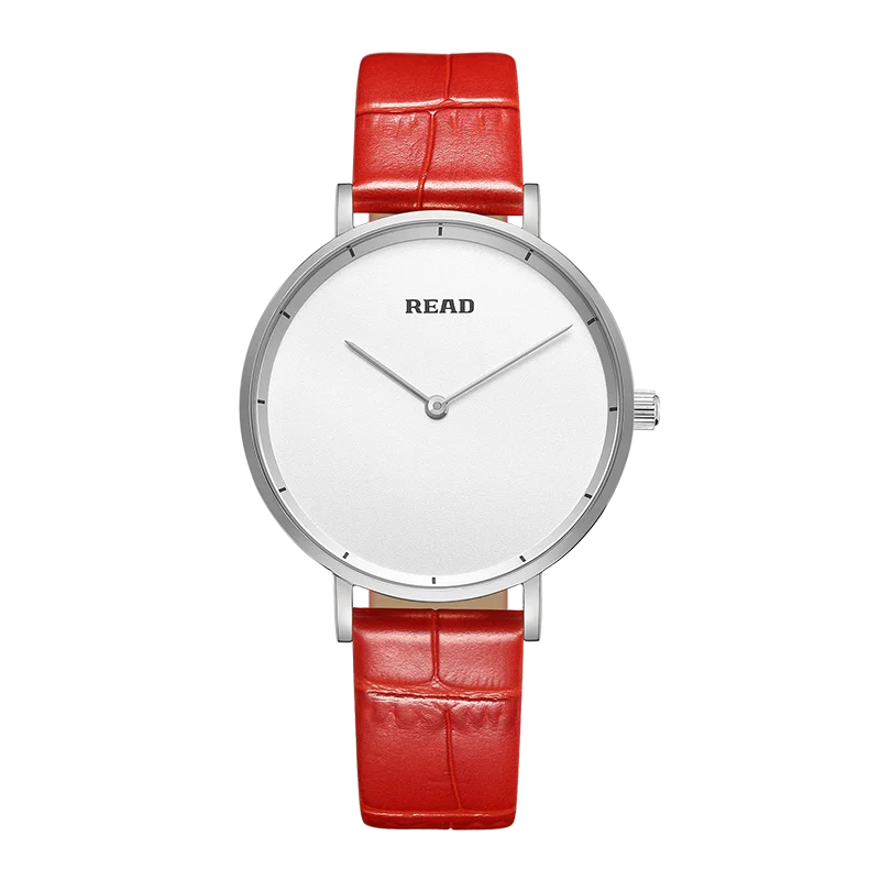 READ Women Quartz Watch | Silver Case | Red Strap | Plain White Dial | High Hardness Glass | 3ATM Waterproof