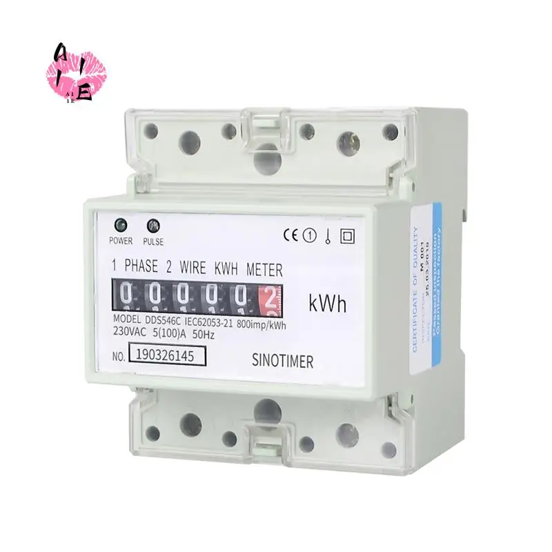 

A11E-1 Piece Electric Single Phase Two Wire Energy Meter Kwh Counter AC 220V Consumption Analog Electricity Wattmeter (A)
