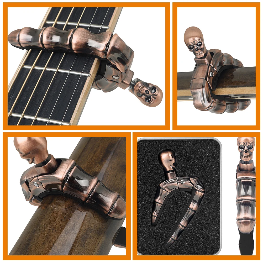 

Acoustic Guitar Accessories Skull Capo Ukulele Clip Zinc Alloy Adjustable for Quick Release