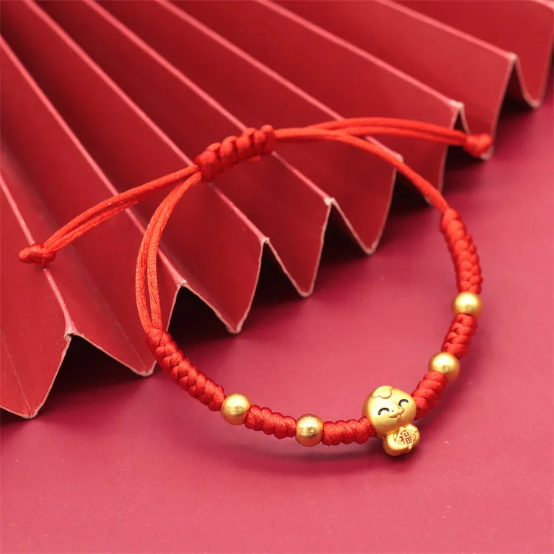 Bracelet porte-bonheur en corde rouge, année serpent 2025, mignon serpent du zodiaque, tressé à la main, pour femmes et hommes, bijoux à la mode, cadeau du nouvel an