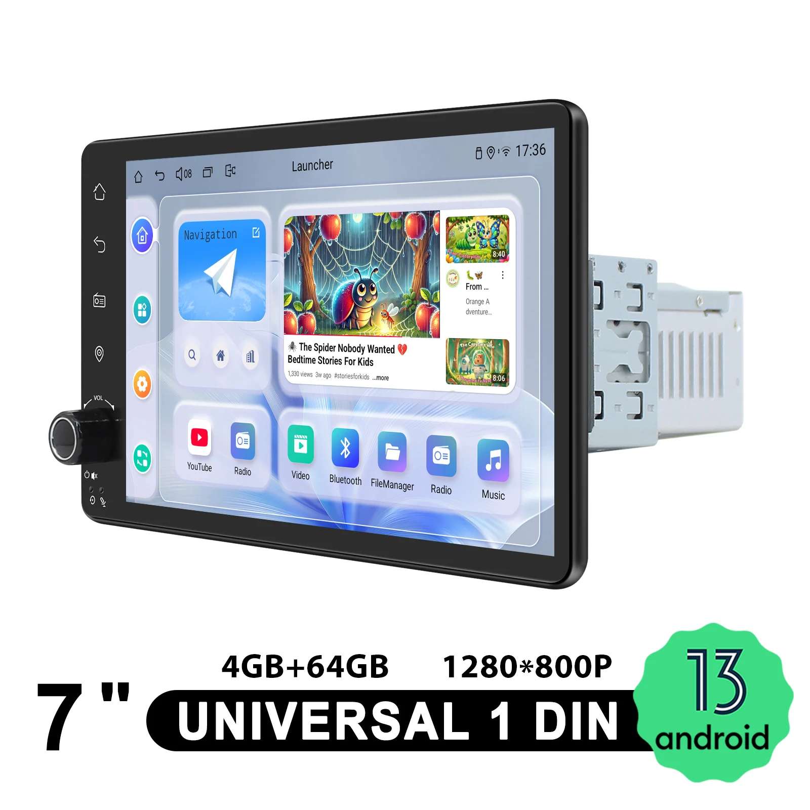 Joying 7 بوصة 8G + 128G Android Unversal راديو ستيريو للسيارة مشغل Carplay الوسائط المتعددة مع 360 ° منفذ الكاميرا + مخرج HDMI لمسند الرأس.