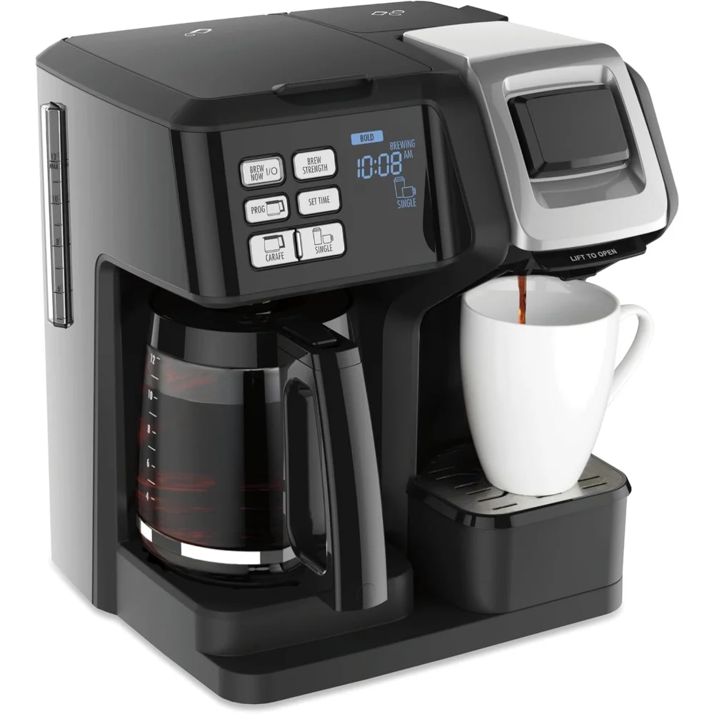 Cafetera negra Compatible con k-cup Pods o molido, Combo, Single Serve y Full 12c Pot