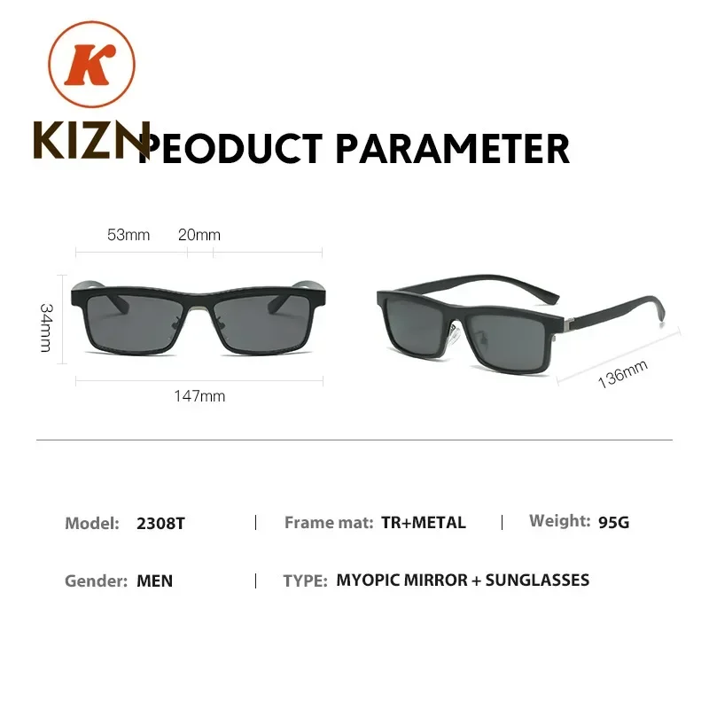 

XUKA Glasses SunglassesOptics Eyewear Sports Magnet Clip Me Myopia -0.5 to n Business Women Alloy Full Frame Custom Square