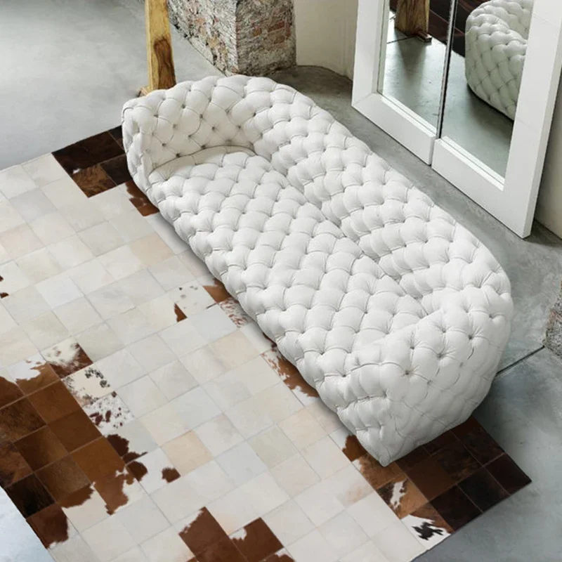 

Beige Brown Cowhide Rug Natural Cow Fur Modern Design CR-27