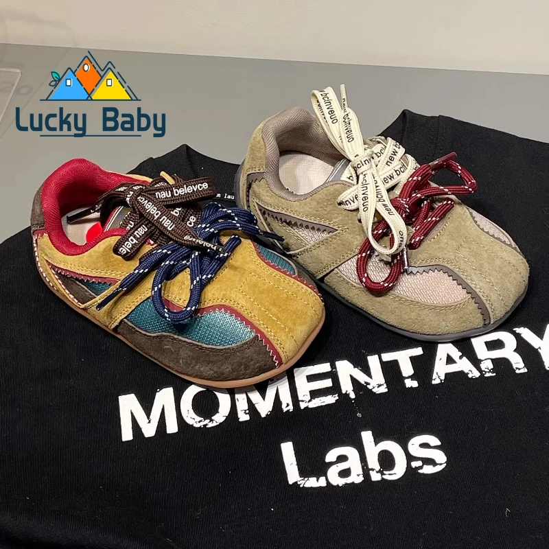 Toddler Boys Girls Retro-style Trainers with Contrast Colour 2026 New Spring Kids Casual Sneakers Soft Sole Comfort School Shoes