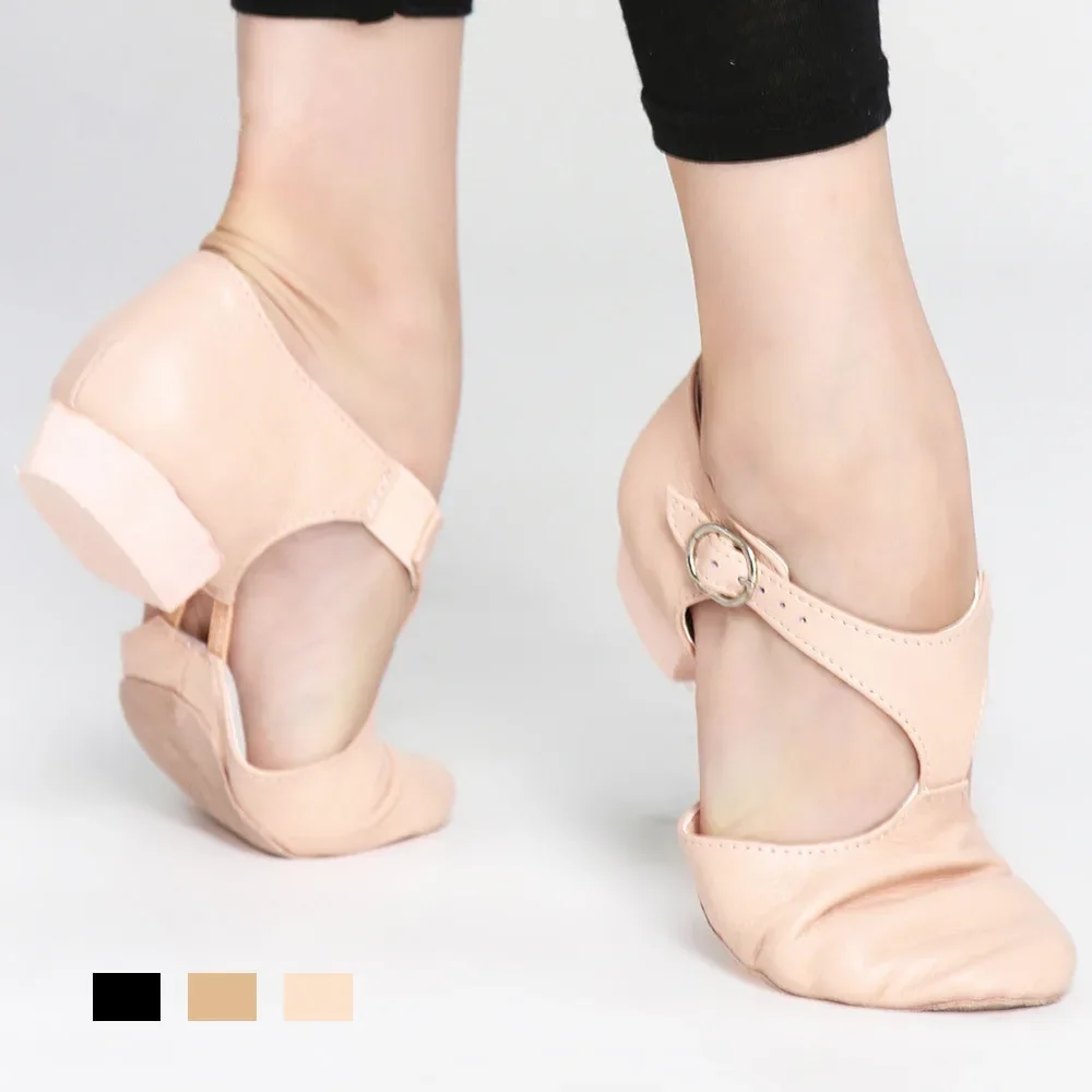 Black Tan Pink Leather Teacher Sandal Shoe for Teachers Professional Sapato Dancing Sandals Shoes Jazz Dance Shoes