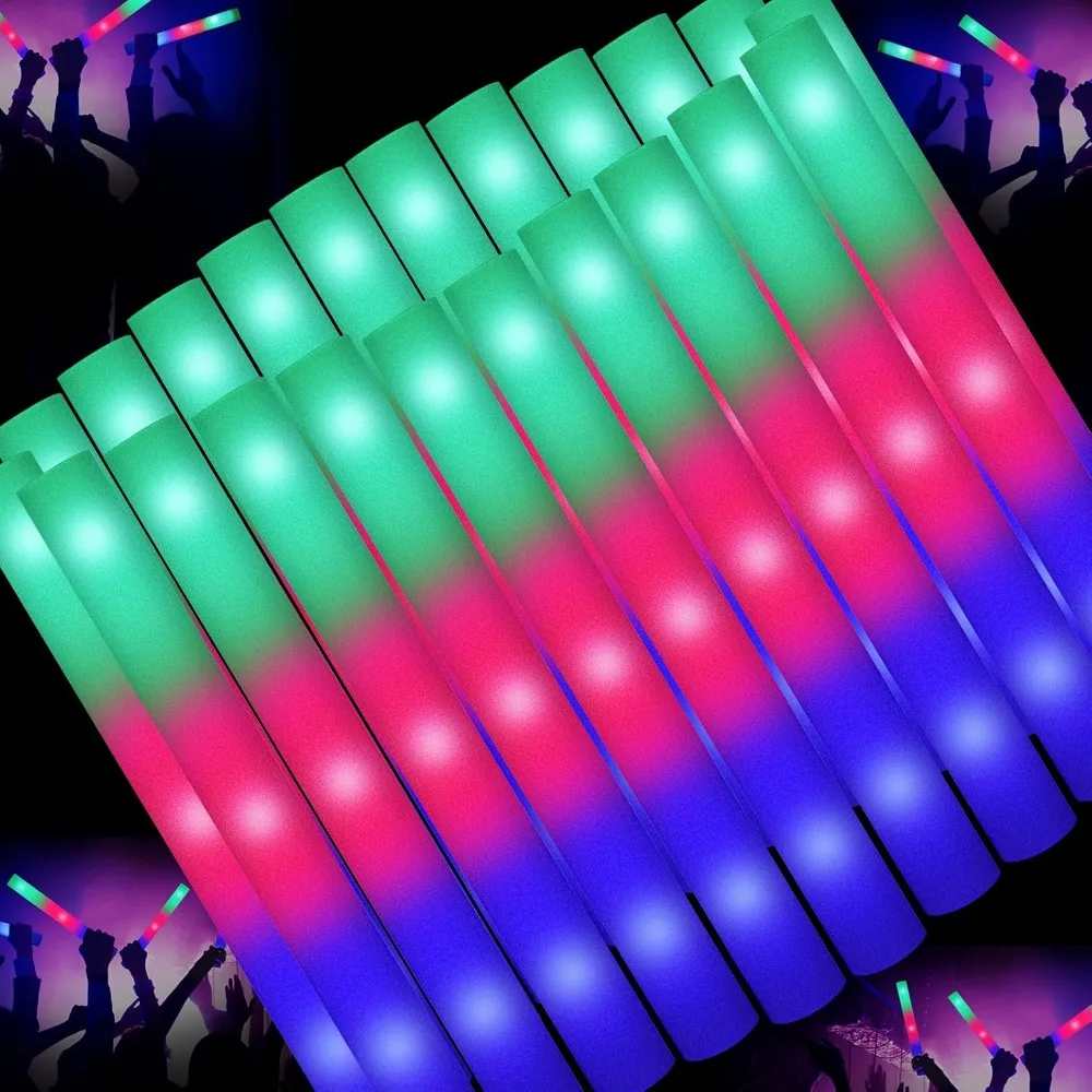 

Foam Glow Stick,200 PCS LED Foam Sticks, with 3 Modes Colorful Flashing, Glow in The Dark Party Supplies ,Party Glow Sticks