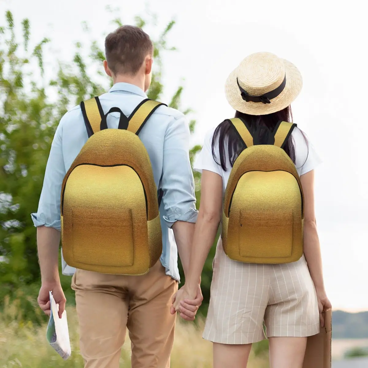 Gold Glitter Printing Backpack Hot Sale Daypack Large Capacity Children BookBag School Bag Shoulder Bags for Men Women