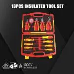 SFREYA S677A-13 13PCS Insulated Electrician Tool Set,Includes Pliers,Screwdrivers,Voltage Tester,Insulation Tape for Electrician