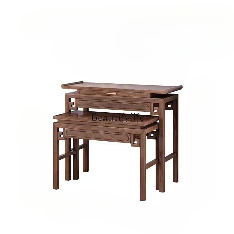 P3 New Chinese Style Altar Incense Burner Table Buddhist Hall Solid Wood Buddha Table Modern  Tribute Table Simple Desk  Cabine