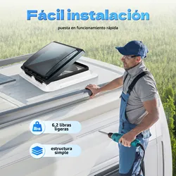 Ventilador de ventilación de techo para caravana, ventana transmisora de luz, ventilación de aire para autocaravana, extractor automático con luz LED de 12V