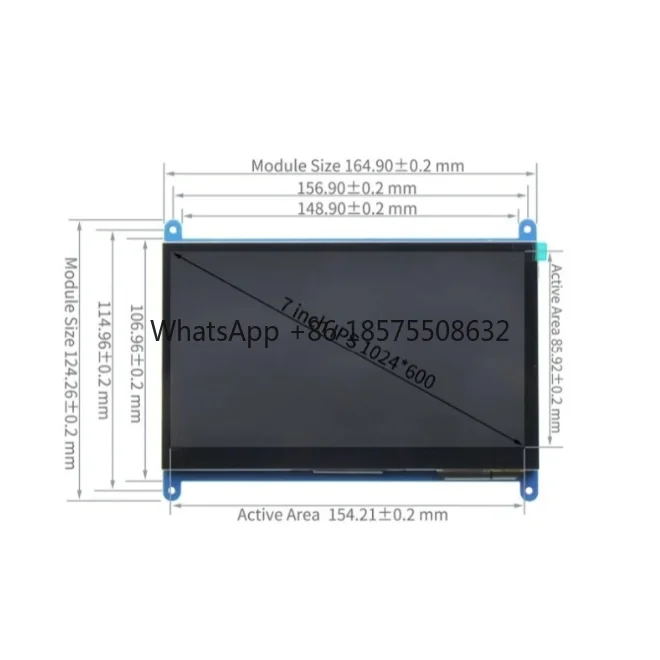 7 Inch Raspberry Pi 4/3/2/B/B+/A+ Monitor 1024x600 IPS 5-Points Capacitive Touchscreen Drive Free HDMI Display For Win 7/8/10