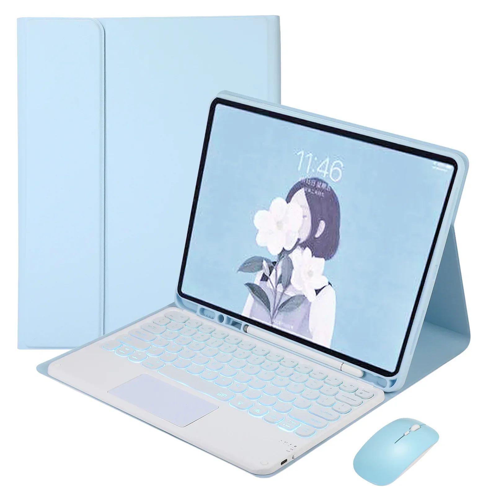

Чехол с клавиатурой с подсветкой для iPad Pro11 Pro13 2024 M4, чехол для беспроводной мыши Bluetooth для iPad Air11 Air13 M2 Air4 5 10th Pro12.9