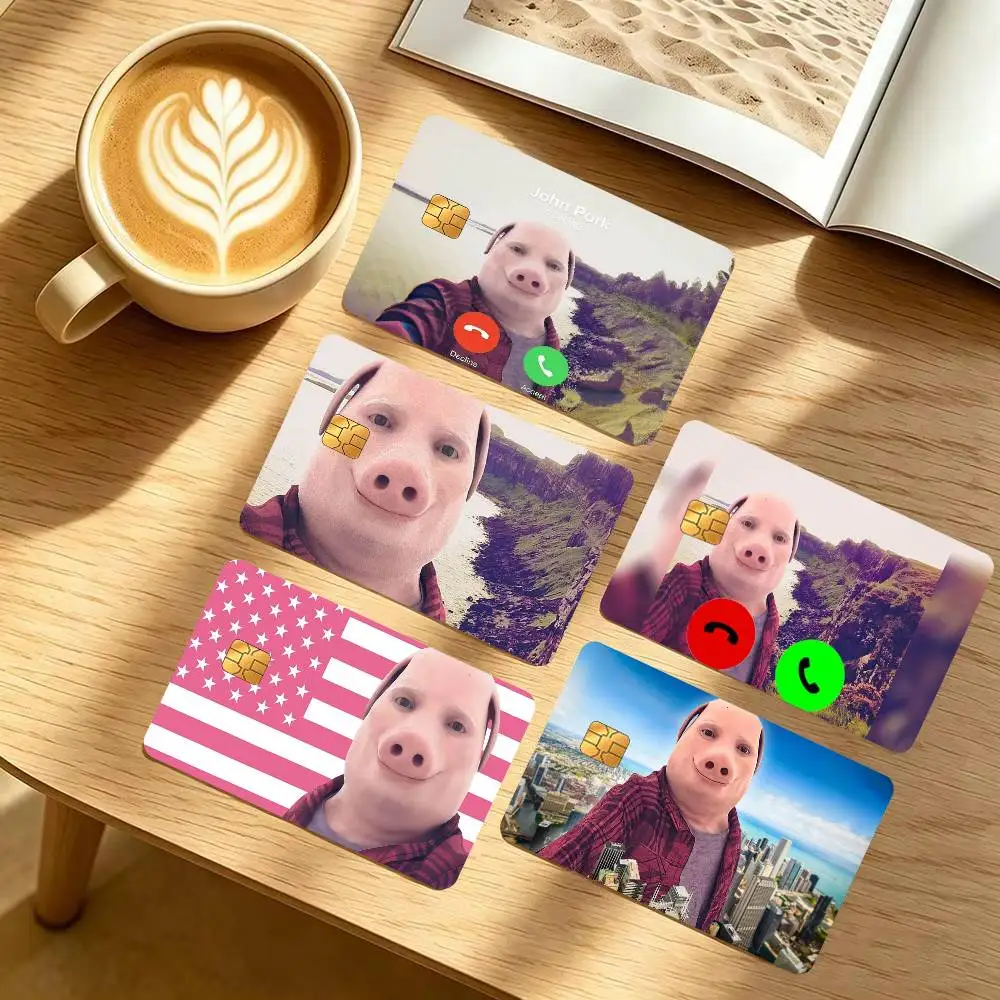 meme fun j-John Pork art   Credit Card Public Transportation Cards Protective Sticker Waterproof Card Face Decoration