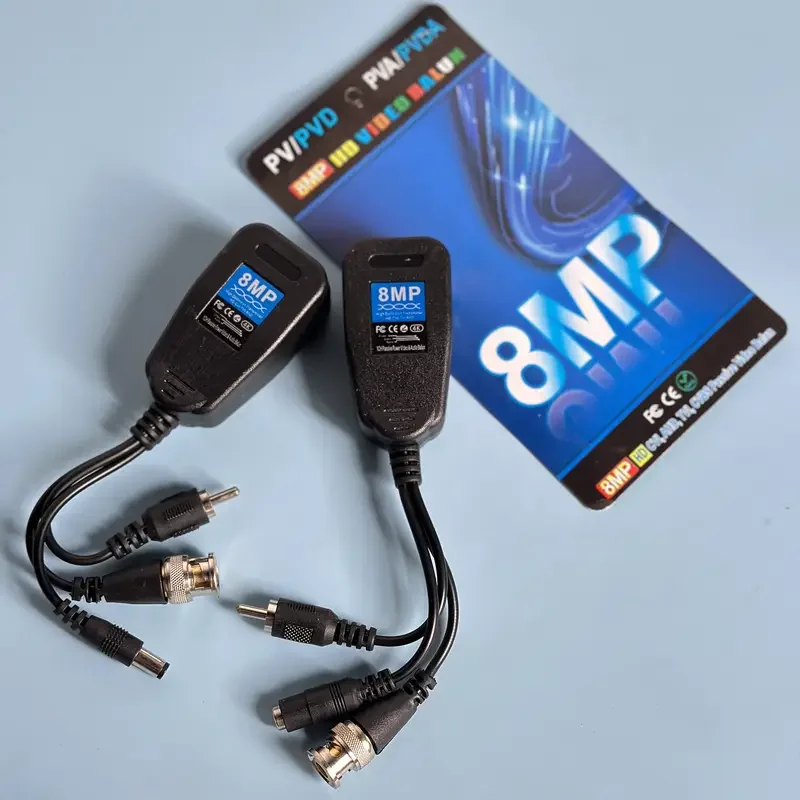 8MP BNC Power Audio Video Balun Transceiver 3 IN 1 BNC DC RCA Connectors BNC to RJ45 for 8MP/5MP/1080P CCTV Camera