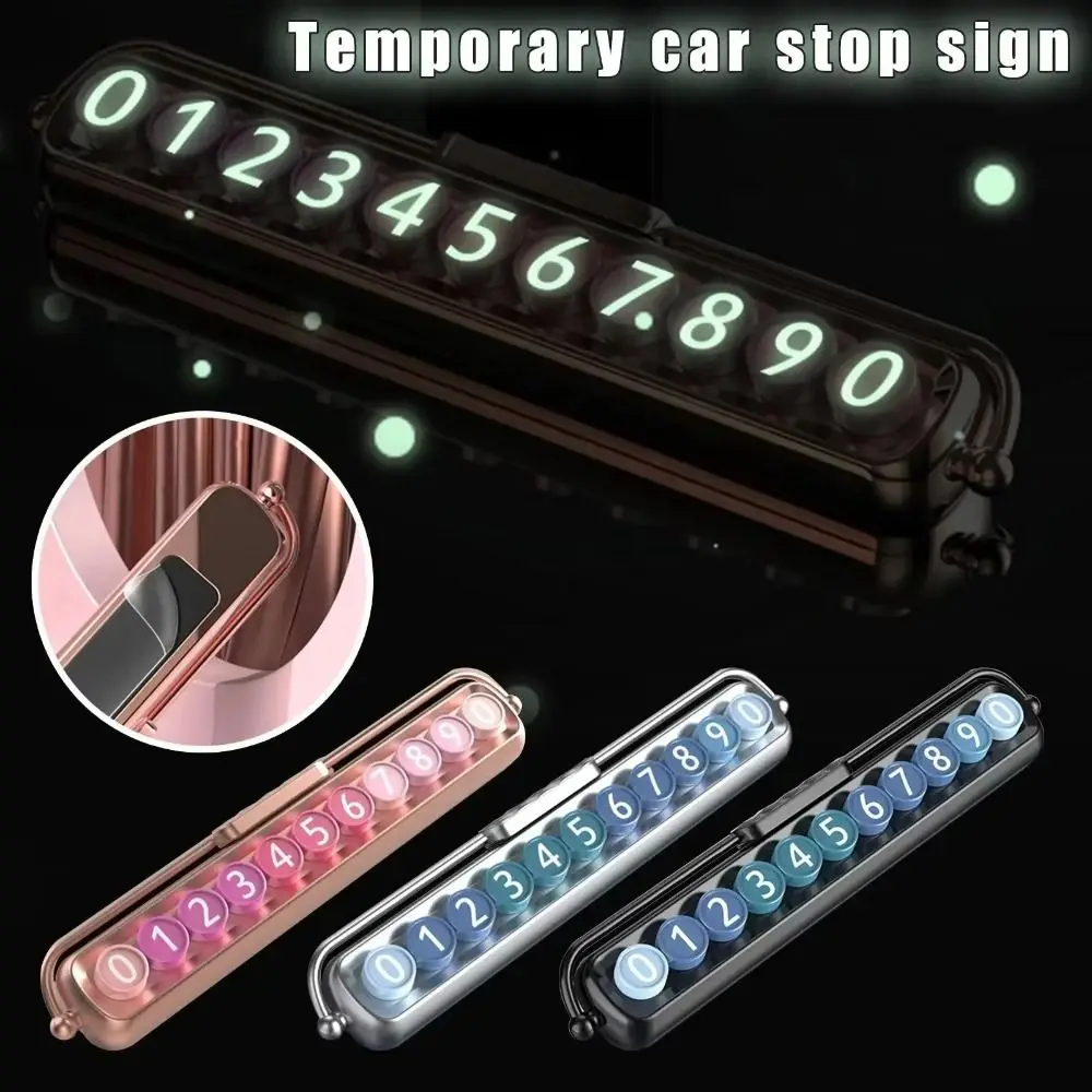 Plastic Telephone Number Plate Auto Concealed Gold Silver Black Temporary Parking Card Luminous Rotate Car Interior Decor - view 5