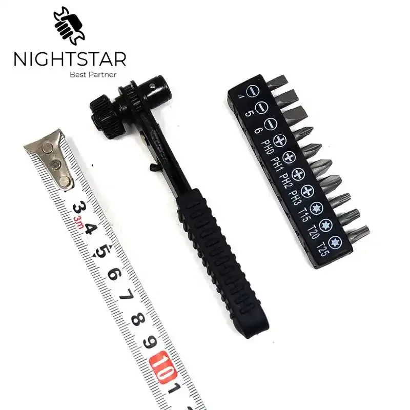 11Pcs ไขควงชุด Torx Multifunctional เปิดซ่อมชุดเครื่องมือไขควง Ratchet Handle ประแจปรับ