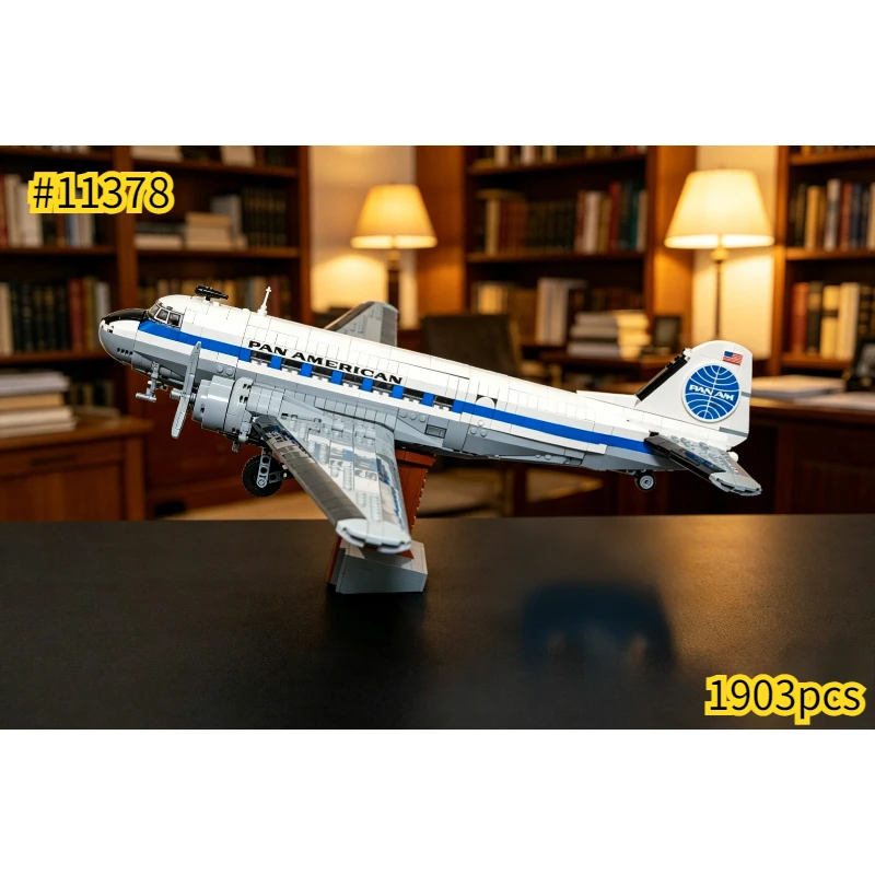 2026 New 11378 Douglas DC-3 Airliner Building Block Kit American Aviation Airplane Model Blocks Brick Toys for Adults Gifts