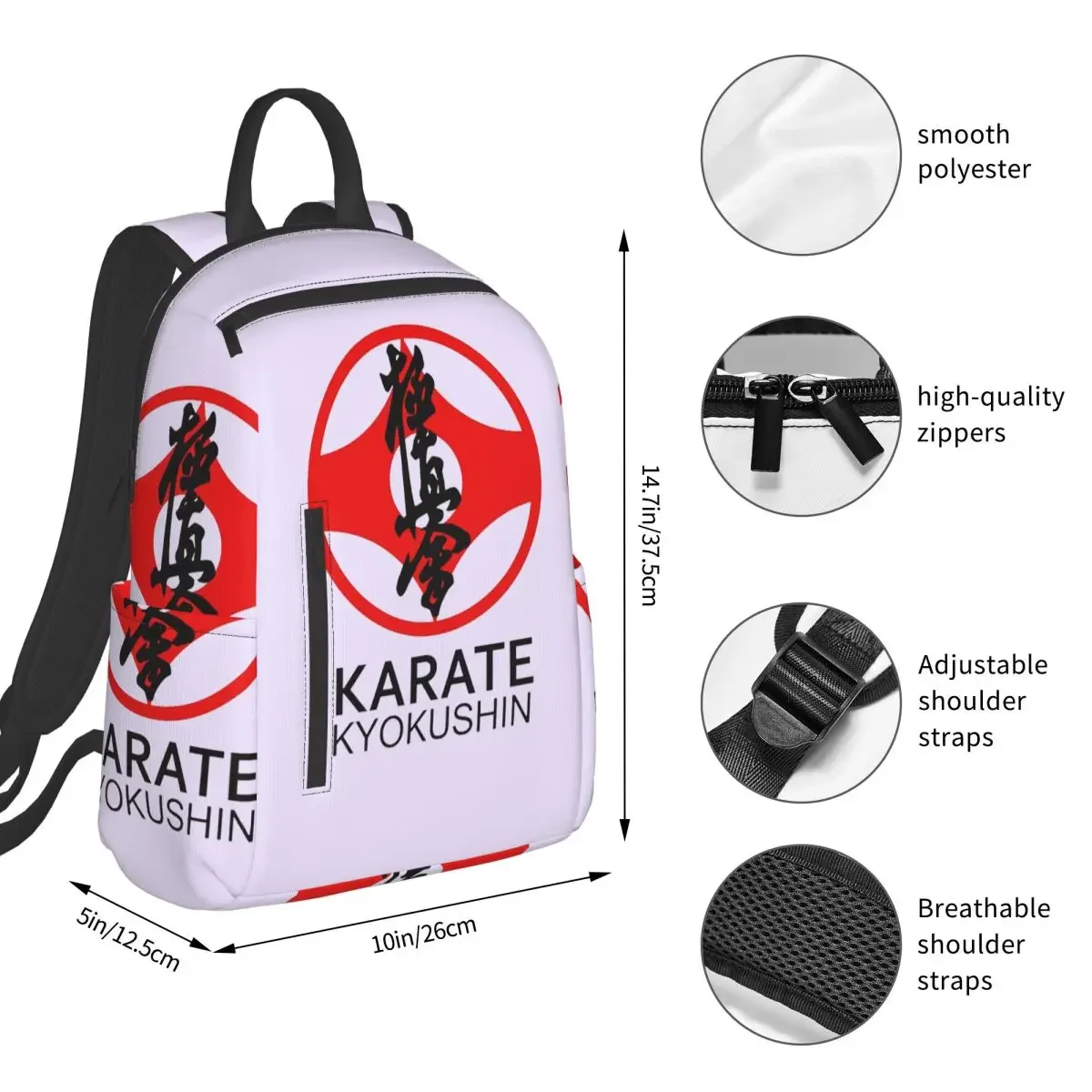 Kyokushin Kaikan Karate Symbol Kyokushinkai Dojo Backpack Student BookBag Children School Bag Computer Shoulder Bags Boys Girls