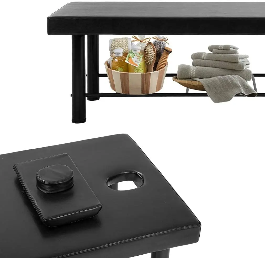 Behandeling Stationaire Massagetafel, 450 Pond Massage Spa Bed Met Opslag & Traagschuim Laag, 75 ''Lange 29.5”