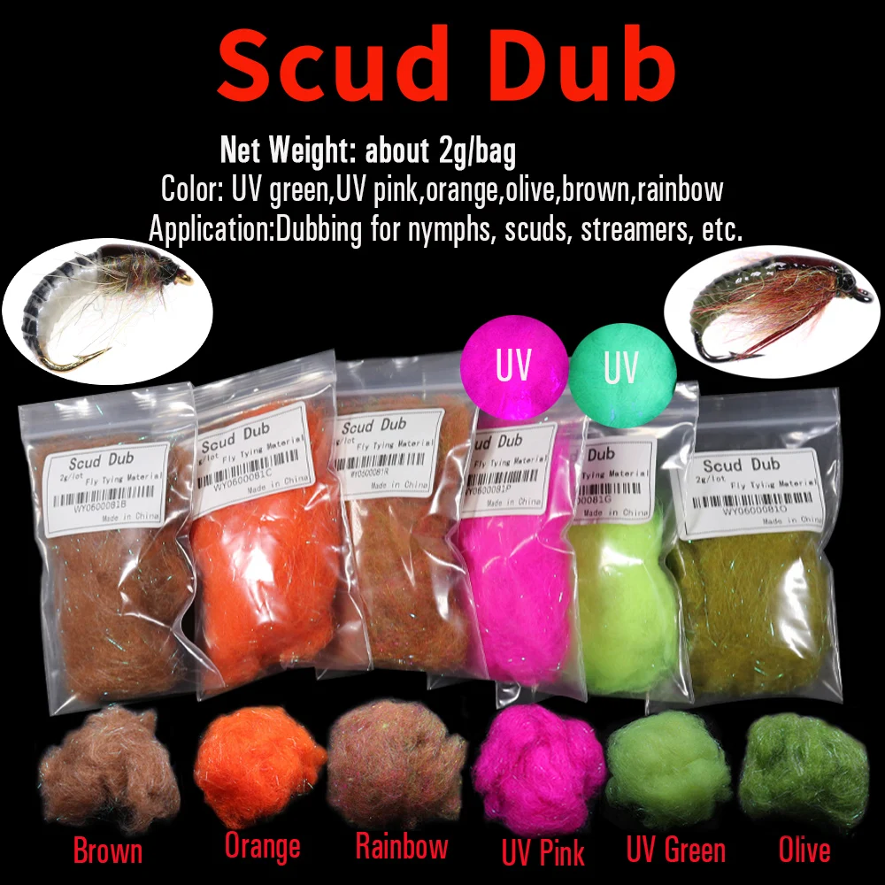 Vtwins Ultra Fine Hareline Ice Dub Scud Dub holograficzny materiał do wiązania much dla nimfy Streamer Minnow oliwkowy czarny pomarańczowy sprzęt — zdjęcie 5