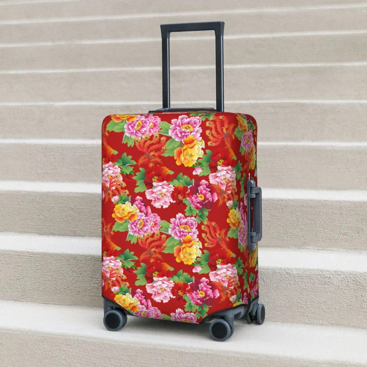 

Dongbei Big Flower Suitcase Cover Chinese Style Travel Vacation Useful Luggage Supplies Protector