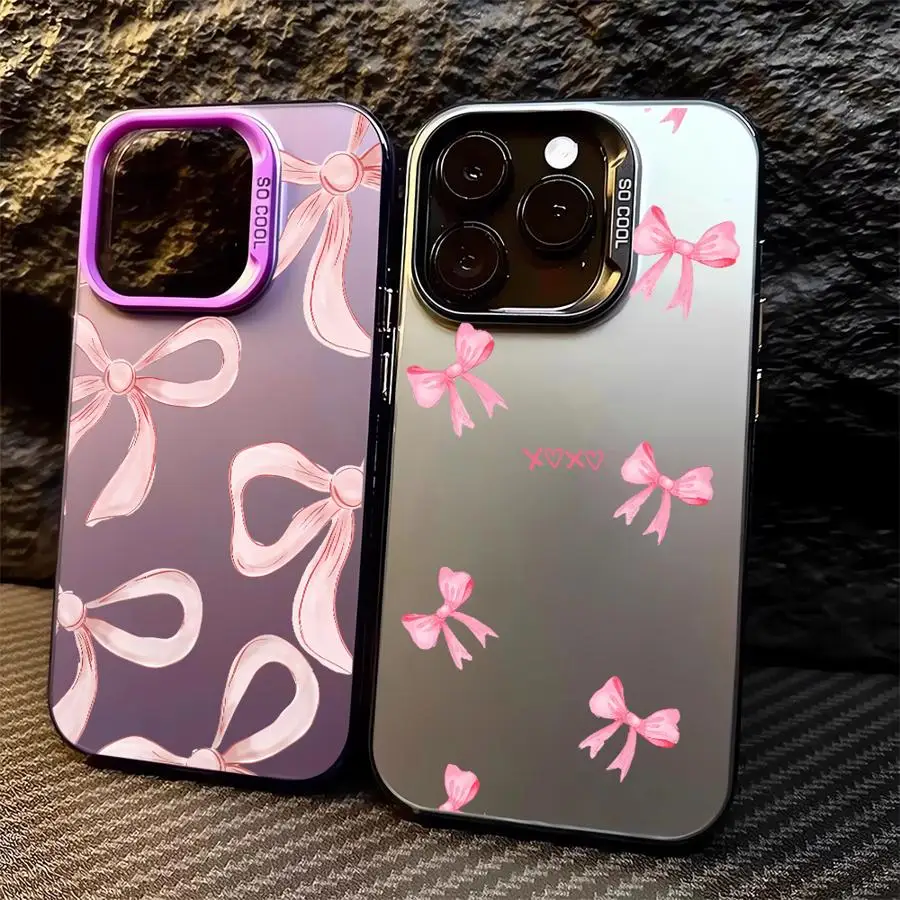 

Soft Shell Case for iPhone 17 Air 14 15 16 Plus 16e 11 12 13 Pro Max Pink And Red Bow Heart