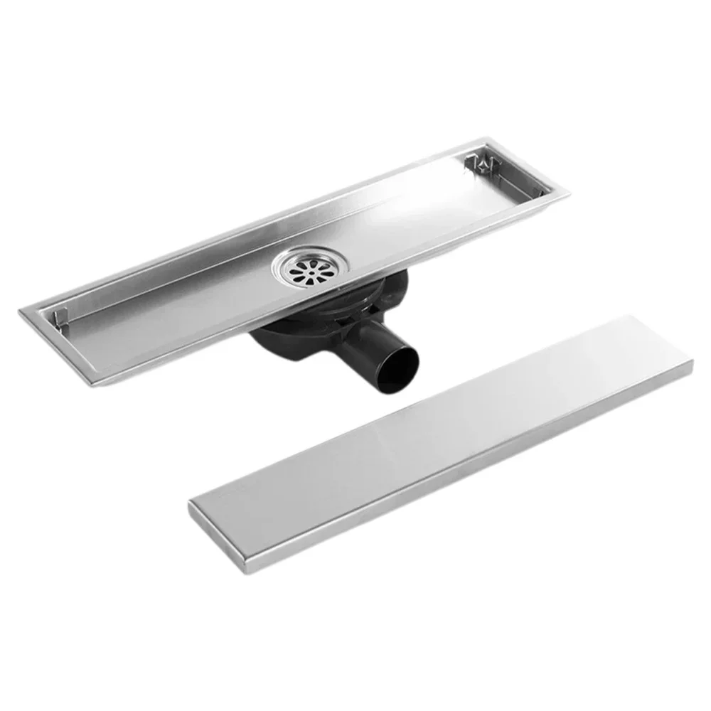 304 Stainless Steel Bathroom Floor Drain with Side Exhaust Odor Proof Concealed Long Drain Light Luxury Quality