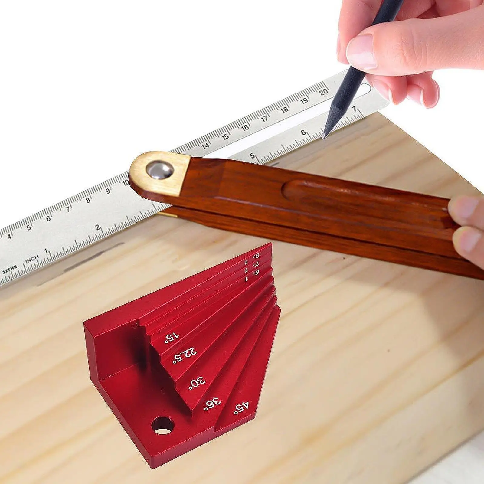 

Carpentry Angle Finder Woodworking Protractor Fast Positioning Professional Aluminum Alloy Bevel Block Gauge for Carpenter