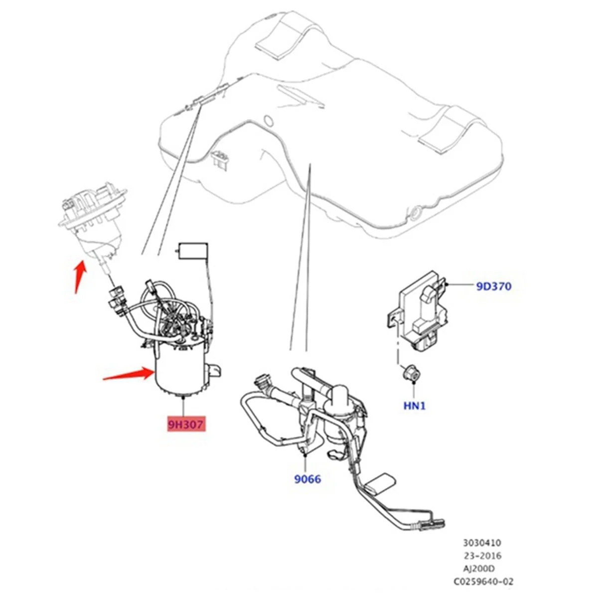 

Tank Fuel Pump Complete Assembly with Oil Level Filter for Land Rover Range Rover Evoque 2012-2017 LR044427 LR072234