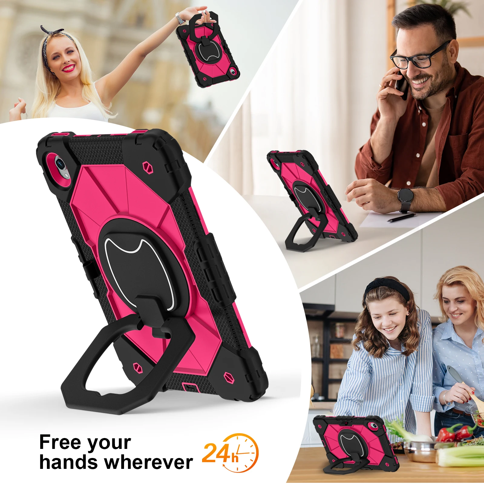 Etui z podstawką obrotową do tabletów Samsung Tab S11 S10 S9 FE A9 Plus A7 Lite, grube, odporne na wstrząsy, z uchwytem, twarda obudowa. — zdjęcie produktu 6