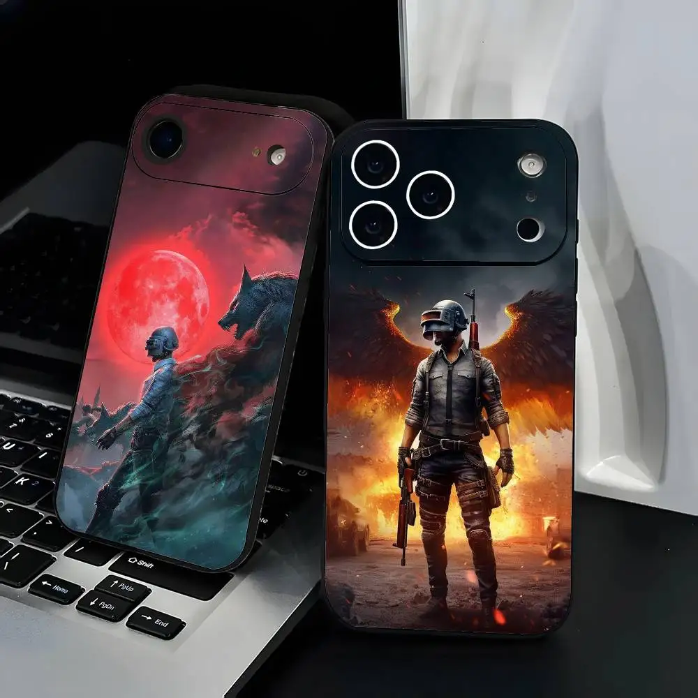

Game P-PUBG-G Phone Case Fashion Black Frosted TPU Phone Case for iPhone 12-17. UV Spray Painted Design, Anti-fall Daily Protect