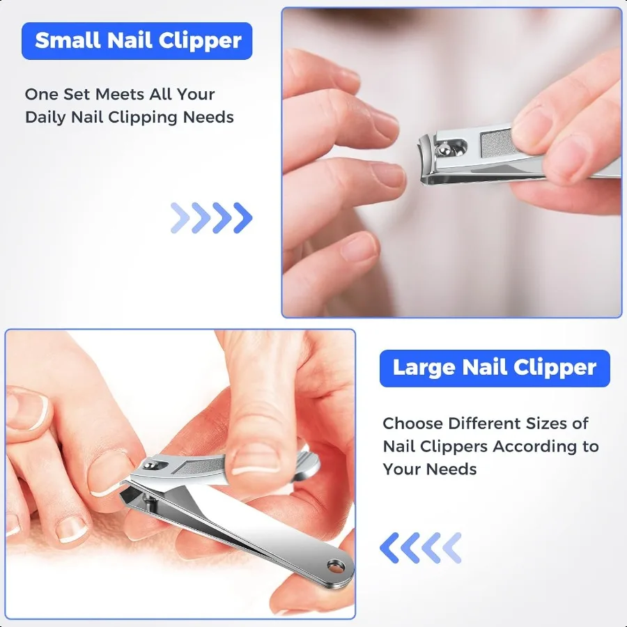 大人用爪切り2個セット、大小サイズ、男性女性用指爪・足爪用、ステンレス製、鋭利な爪切り