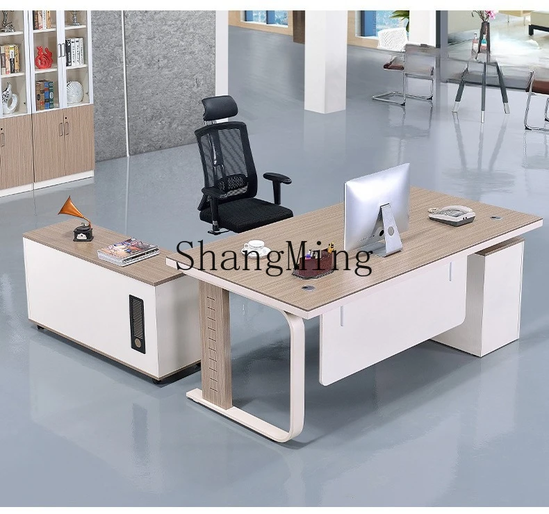 SM simples e moderno mesa de escritório e cadeira combinação escritório nova luz chinesa luxo chefe mesa