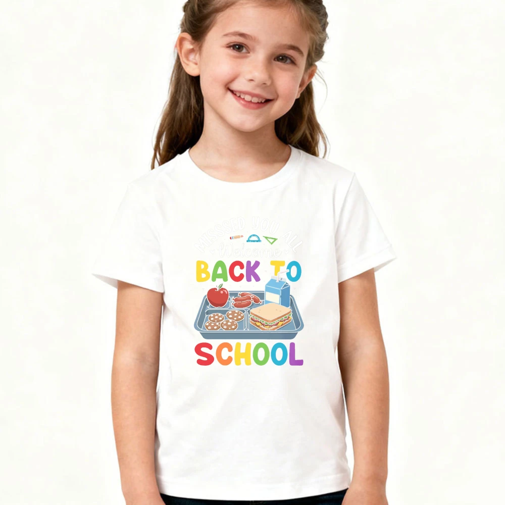 Missed You All Back To School Lunch Tee Kids Boys Girls Cotton Short Sleeve Summer Crewneck Casual Daily Life Children Tshirt