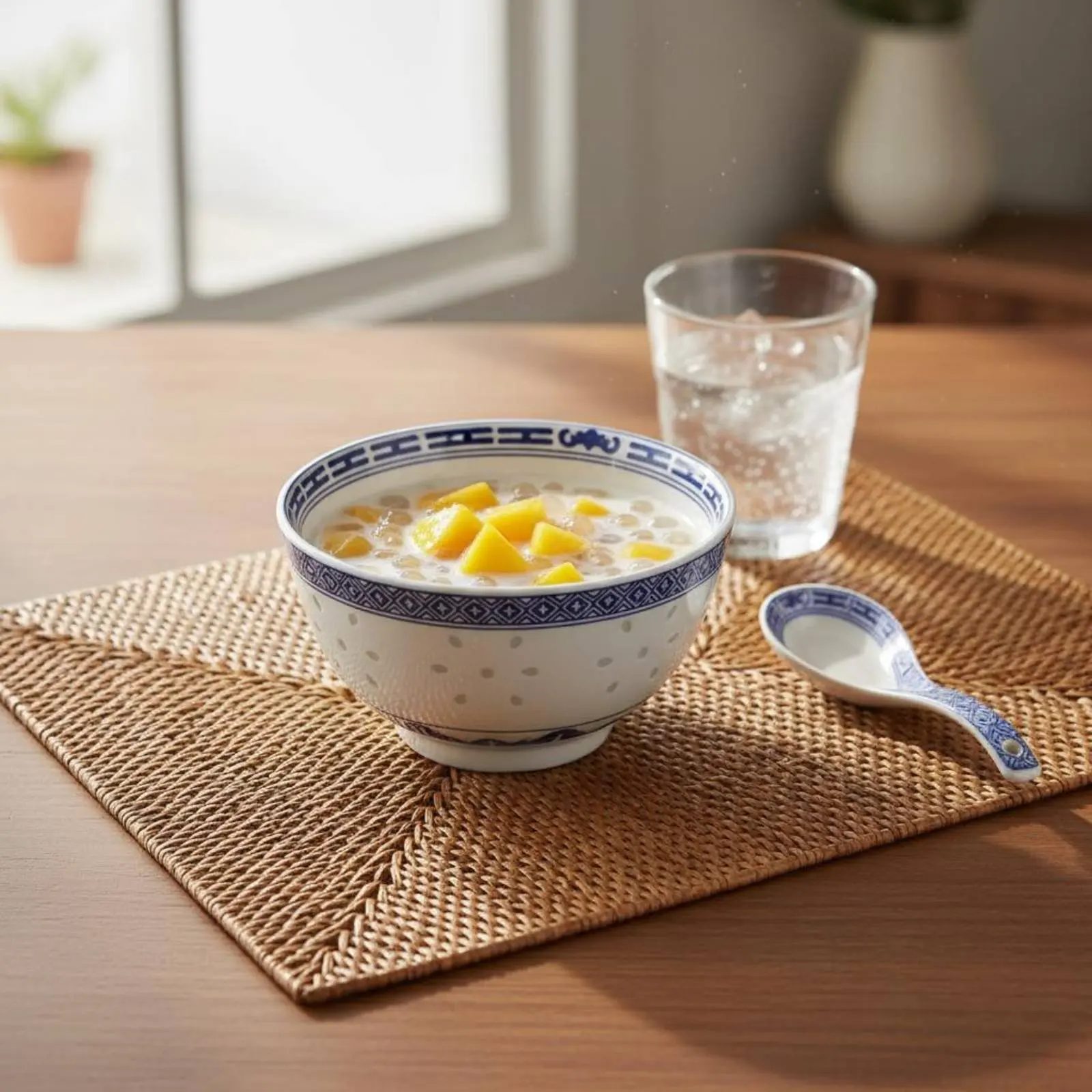 Tazón de Postre de Diseño Chino, Tazón con Patrón Azul y Blanco Resistente a la Decoloración, Vajilla de Material Grueso, Fácil de Limpiar, para Restaurante