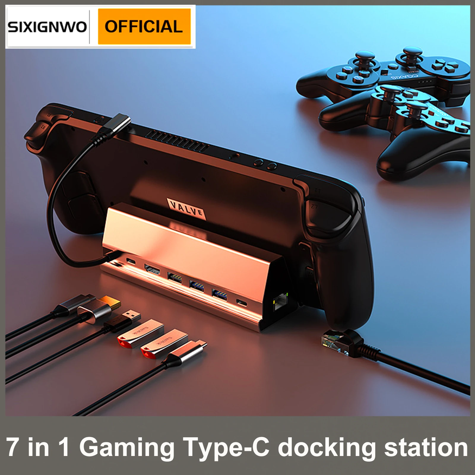 

Steam Deck Dock USB C HUB Docking Station with Fan 7-in-1 HDMI-compatible 4k@60hz Gigabit Ethernet Charging USB-C USB 3.0 2.0 SD