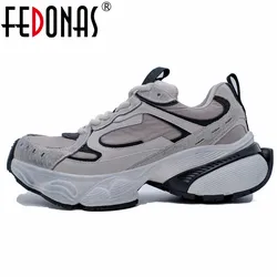 FEDONAS nuove Sneakers in pelle scamosciata per donna piattaforme alte scarpe sportive moda donna Comfort scarpe Casual Sneakers femminili