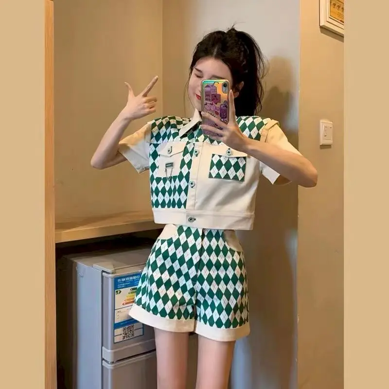 

Summer Fashion Shorts Sets Women Casual Temperament Woman Shirts Set French Retro Niche Short Sleeve Shirt Shorts 2 Piece Suits